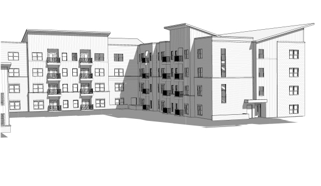 Rendering of a multi-story building.